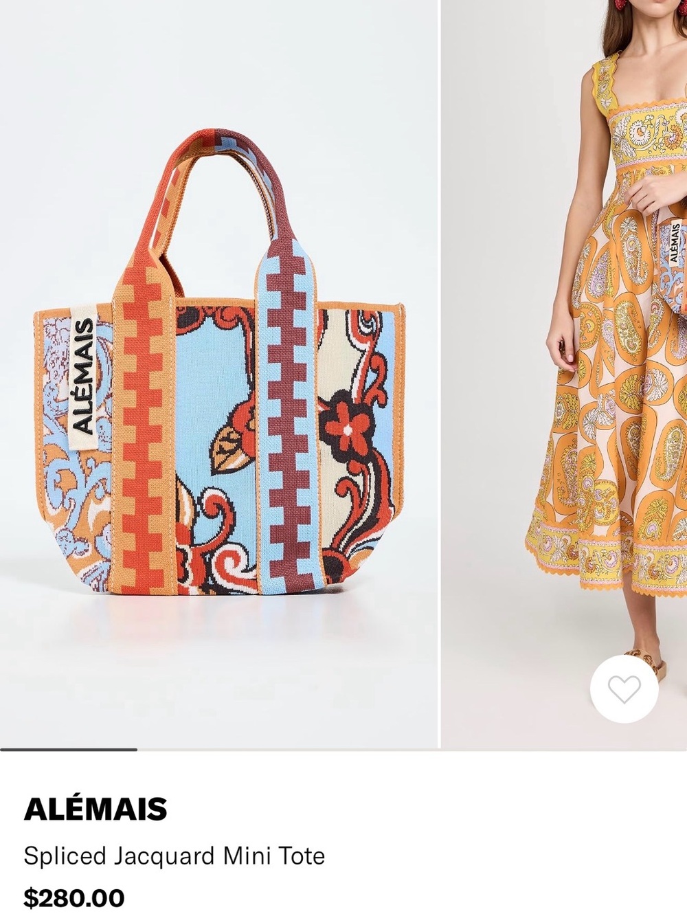 Alemais Spliced Jacquard Mini Tote in Blue, Orange, Red and Cream
